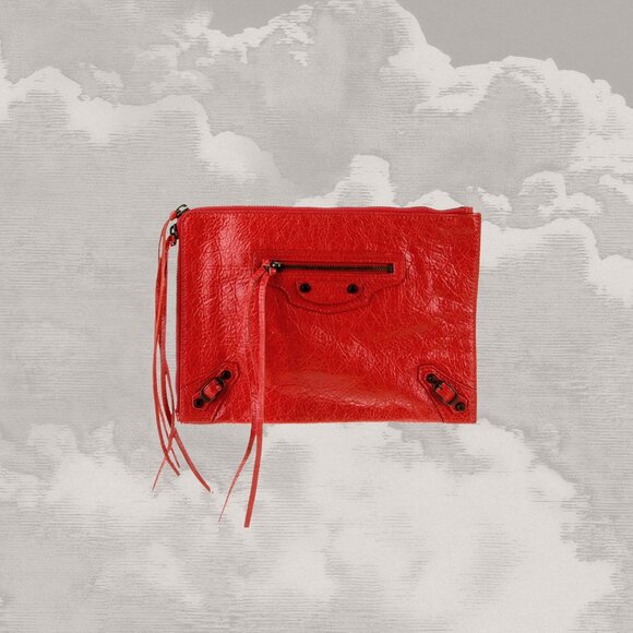 BALENCIAGA Pouch Clutch Second Bag Motorcycle City Tassel